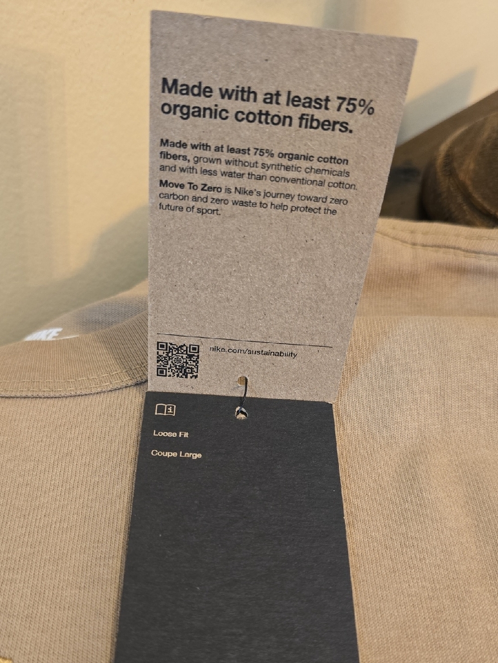 Mens Nike Classic Taupe Crewneck Tee with Matching Logo - Picture 8 of 10